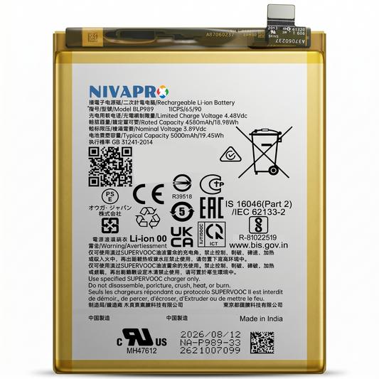 BLP989 for OnePlus Nord CE 3 Lite 5G  5000mAh 67W/80W fast charging Battery with warranty by NIVAPRO