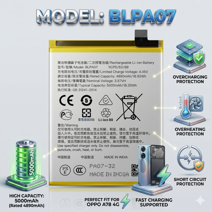 Original BLPA07 for  Oppo A78 4G (model CPH2565) 5000mAh  Battery with warranty by NIVAPRO