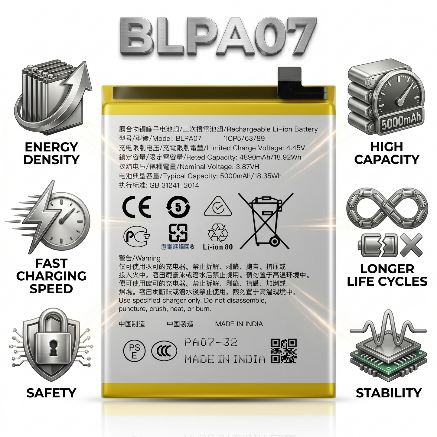 Original BLPA07 for  Oppo A78 4G (model CPH2565) 5000mAh  Battery with warranty by NIVAPRO