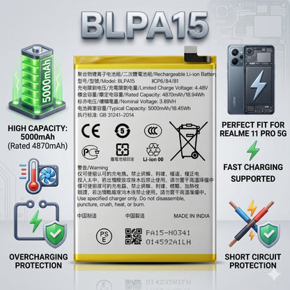 Original BLPA15 for Realme 11 Pro 5G (model RMX3771) 5000mAh  Battery with warranty by NIVAPRO