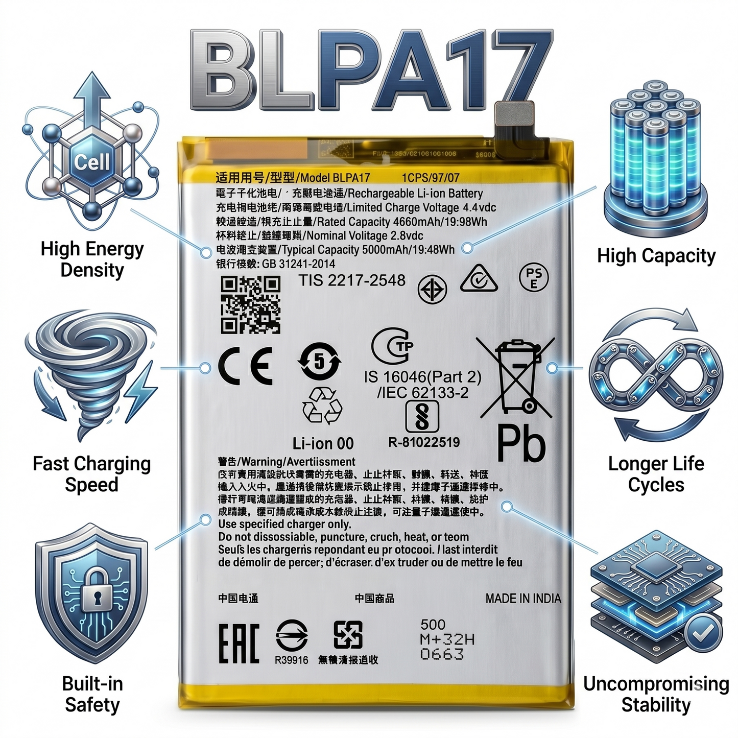 Original BLPA17 for Realme C53 5000mAh  Battery with warranty by NIVAPRO