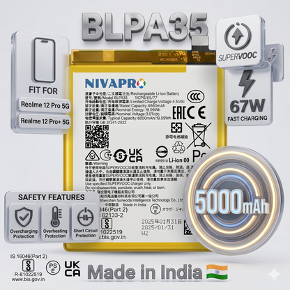 Original BLPA35  for Realme 12 Pro 5G and Realme 12 Pro+ 5G 5000mAh Battery with warranty by NIVAPRO
