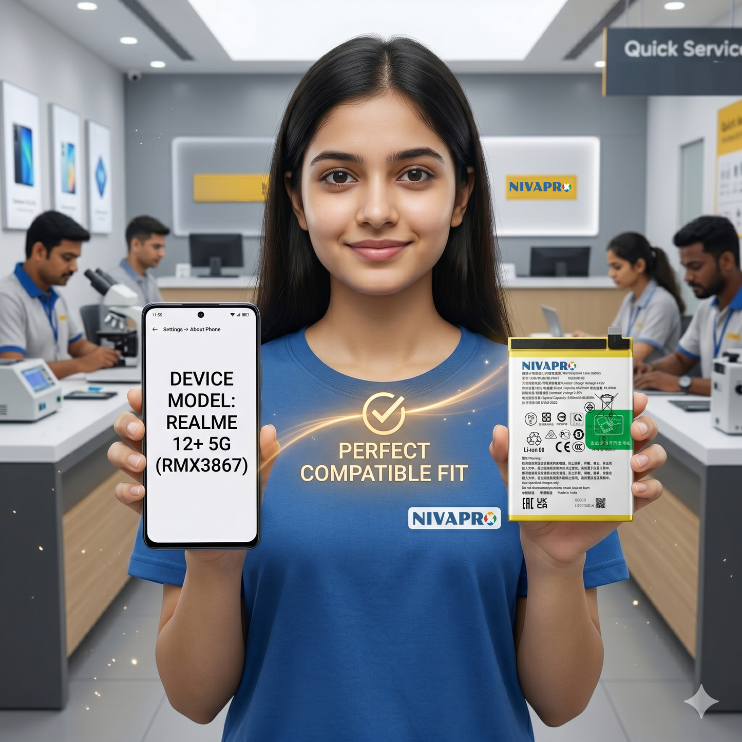 Original BLPA43 for Realme 12+ 5G (RMX3867)  5000mAh Battery with warranty by NIVAPRO