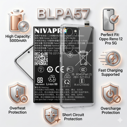 Original BLPA57 for Oppo Reno 12 Pro 5G (CPH2629)  5000mAh Battery with warranty by NIVAPRO