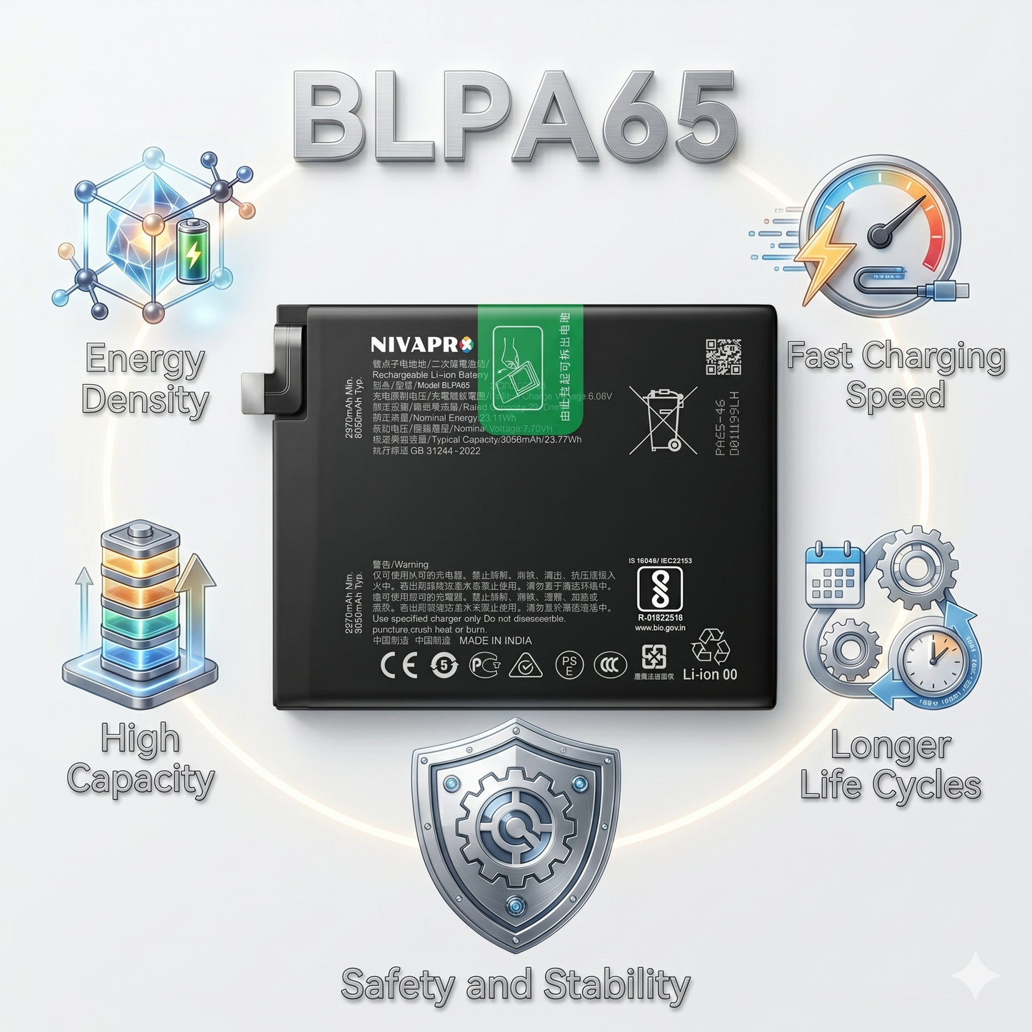 Original BLPA65 for OnePlus Ace 3 Pro (model PJX110) 6100mAh Battery with warranty by NIVAPRO