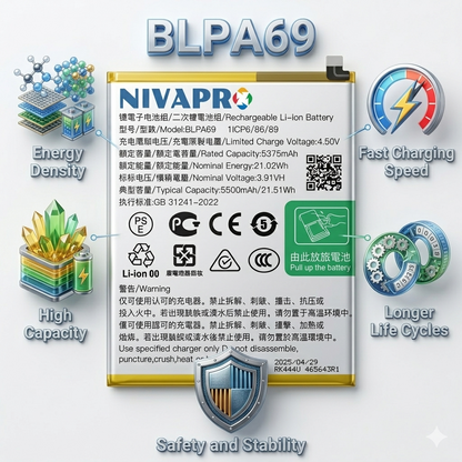 Original BLPA69 for OnePlus Nord CE 4 Lite 5G  5500mAh Battery with warranty by NIVAPRO