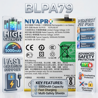 Original BLPA79 for Oppo F27 | Reno12 F 4G | Reno12 F 5000mAh Battery with warranty by NIVAPRO