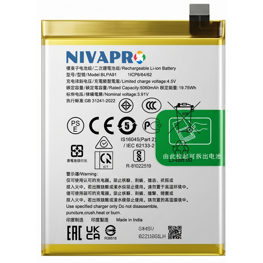Original BLPA91 for Realme 13 Pro+ 5200mAh Battery with warranty by NIVAPRO