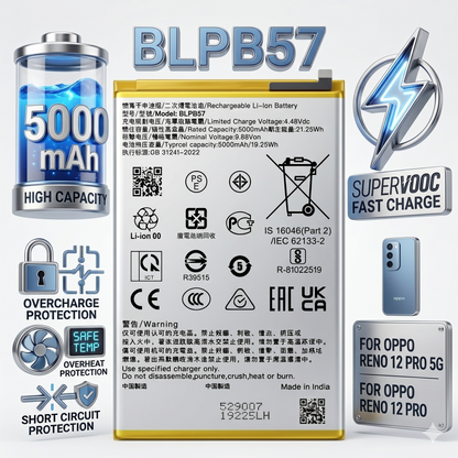 Original BLPB57 for Oppo Reno12 Pro 5G / Reno 12 Pro 5000mAh Battery with warranty by NIVAPRO