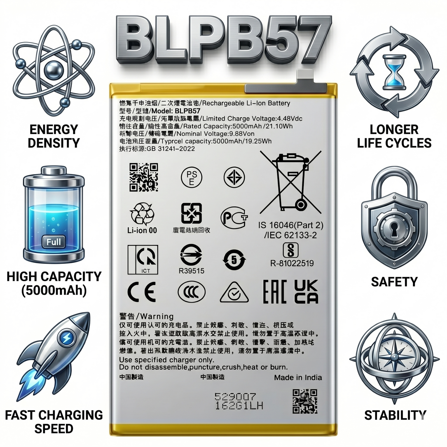Original BLPB57 for Oppo Reno12 Pro 5G / Reno 12 Pro 5000mAh Battery with warranty by NIVAPRO
