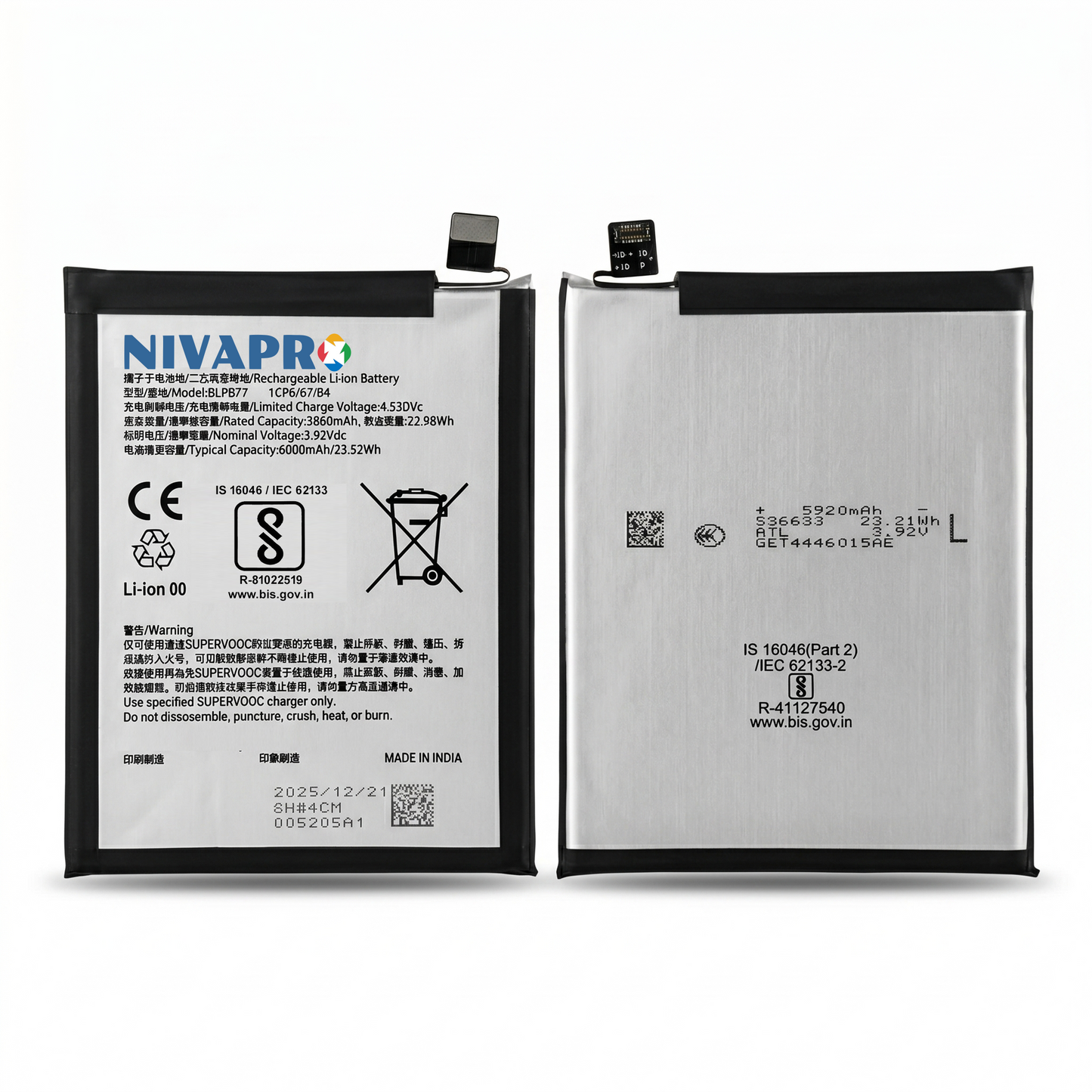Original BLPB77 for Realme 14 Pro Plus (RMX5051) 6000mAh Battery with warranty by NIVAPRO