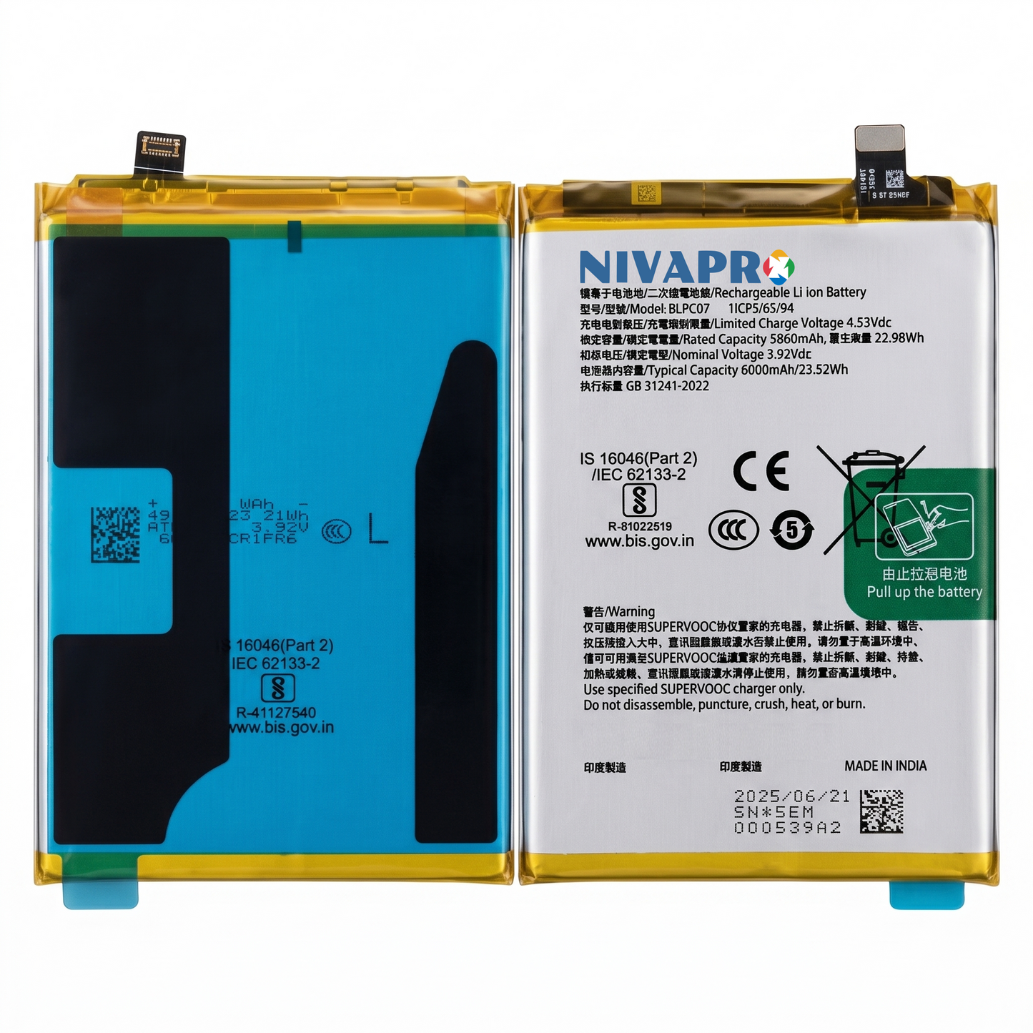 Original BLPC07 for Realme 14T 5G 6000mAh Battery with warranty by NIVAPRO