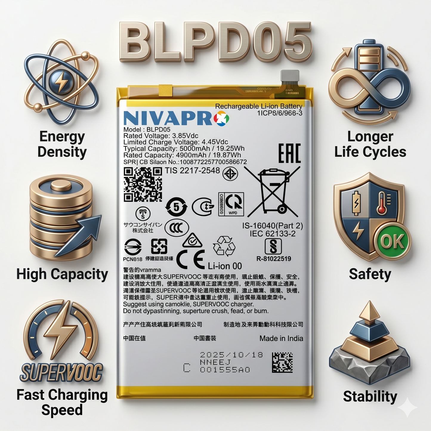 Original BLPD05 for Realme 15T 5G 7000mAh Battery with warranty by NIVAPRO