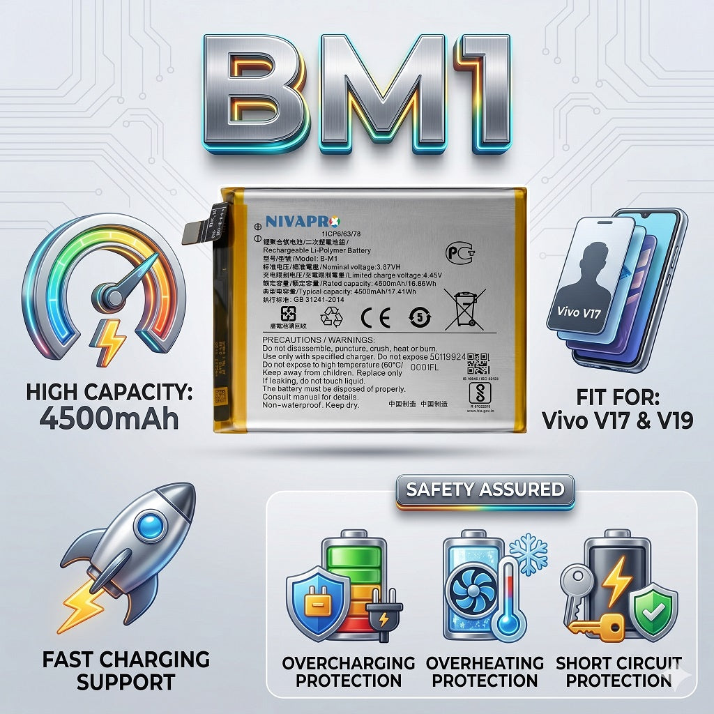 BM1 B-M1 for  Vivo V17 (Vivo 1919) / Vivo V19 (Vivo 1933) Mobile  4500mAh Battery with warranty by NIVAPRO