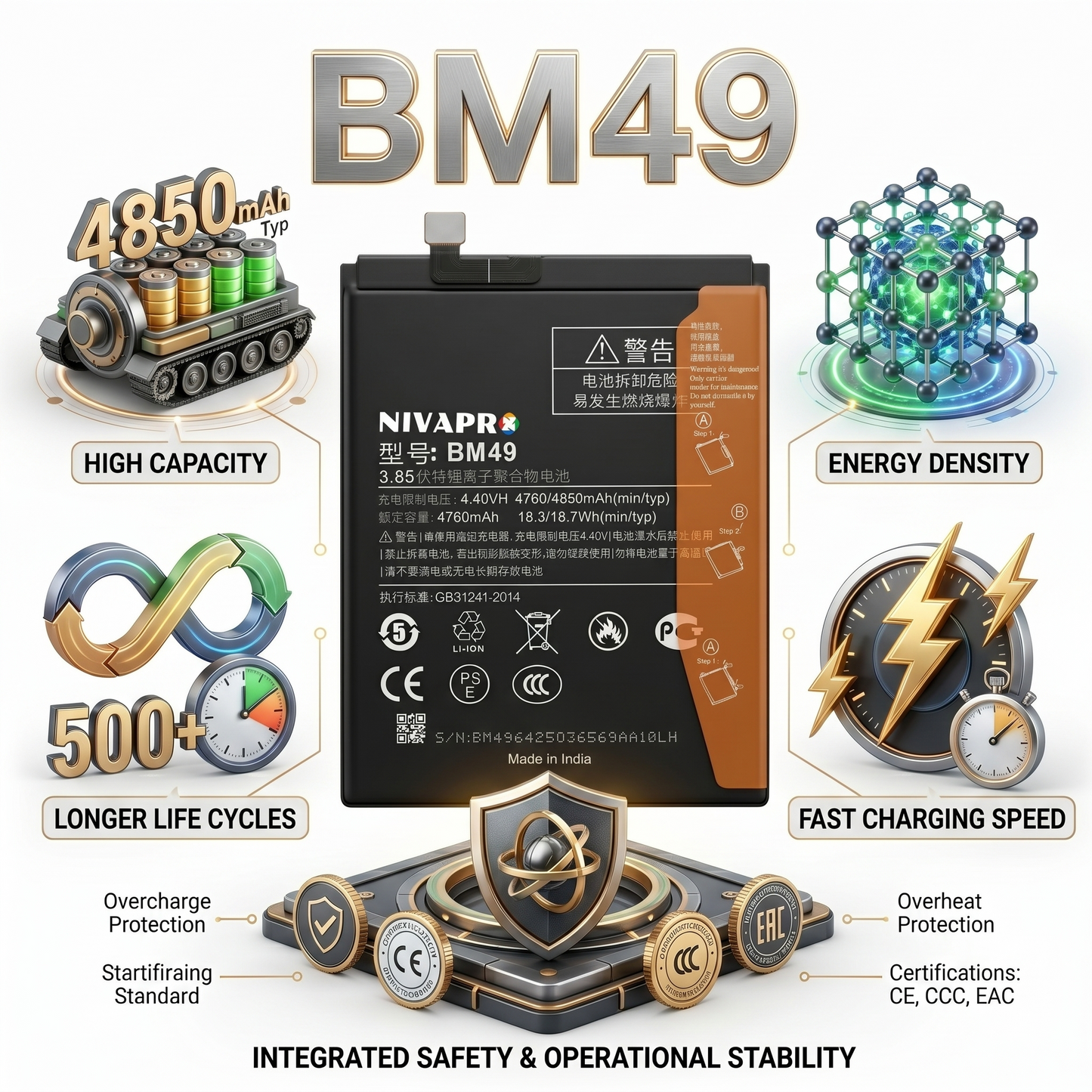 BM49 for Xiaomi Mi Max with Warranty by NIVAPRO 5000mAh