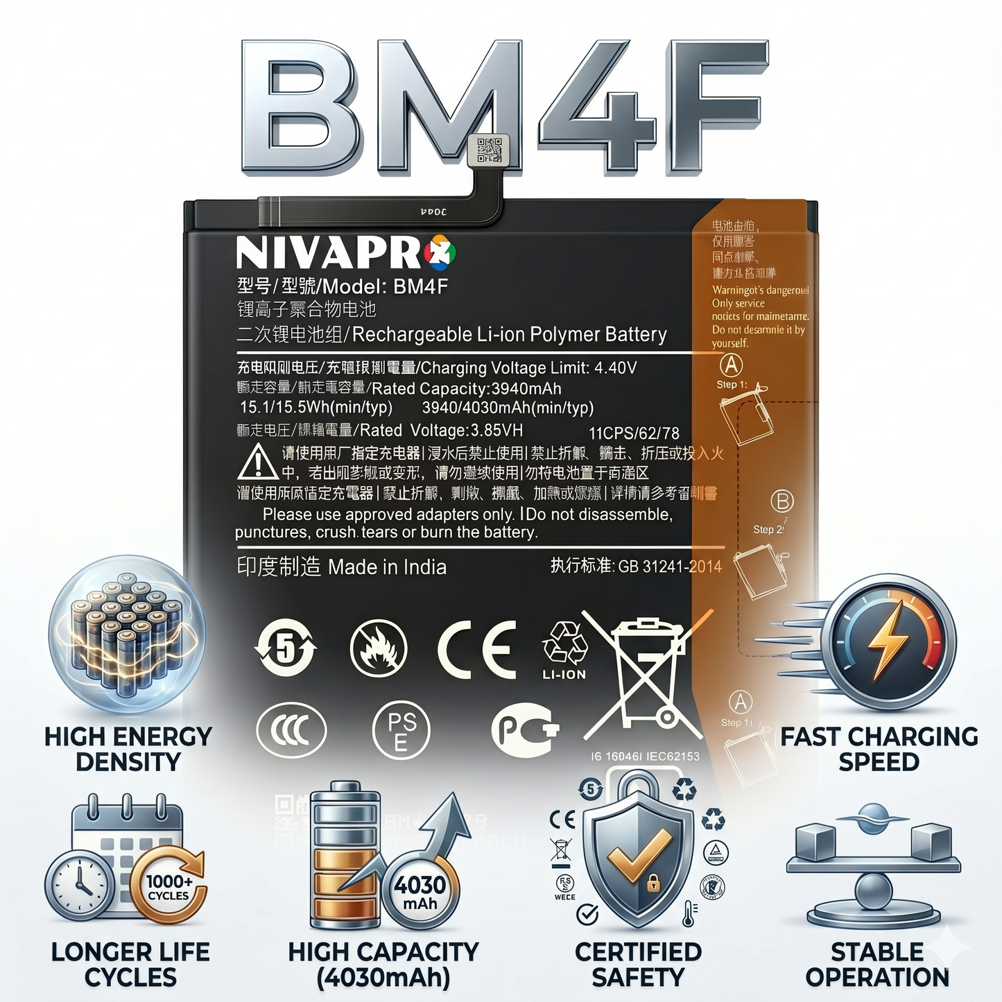 BM4F for Xiaomi MI A3 with Warranty by NIVAPRO 4030mAh