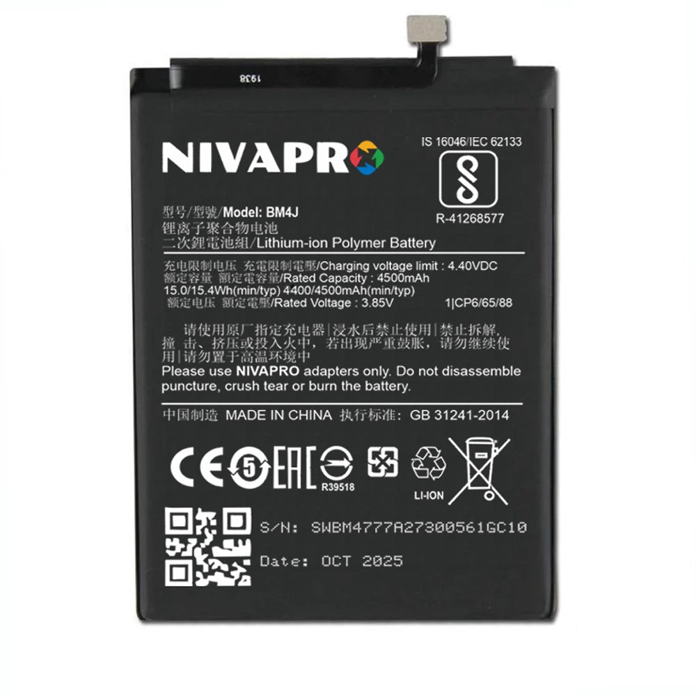 BM4J Battery for Xiaomi Redmi Note 8 Pro compatible  4500mAh with 6months warranty by NIVAPRO