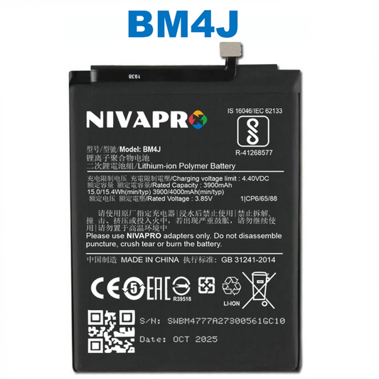 NIVAPRO BM4J Battery for Xiaomi Redmi Note 8 Pro compatible  4000mAh