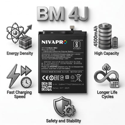 BM4J Battery for Xiaomi Redmi Note 8 Pro compatible  4500mAh with 6months warranty by NIVAPRO
