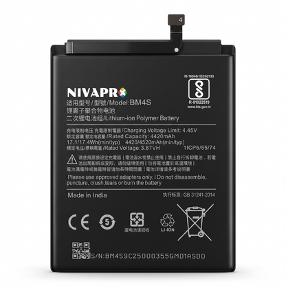 BM4S for Redmi Original BM4S Battery for Redmi 10X 5G / 10X Pro 5G with Warranty by NIVAPRO 4520mAh