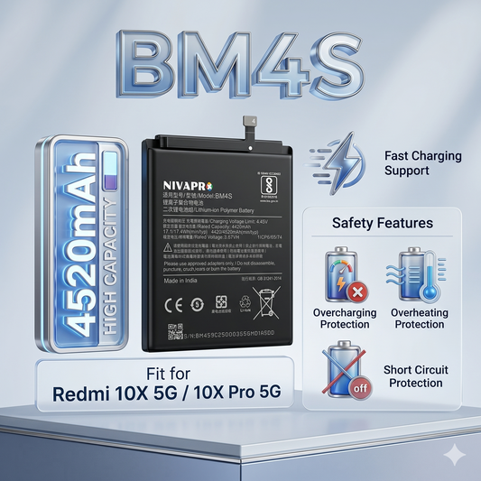 BM4S for Redmi Original BM4S Battery for Redmi 10X 5G / 10X Pro 5G with Warranty by NIVAPRO 4520mAh