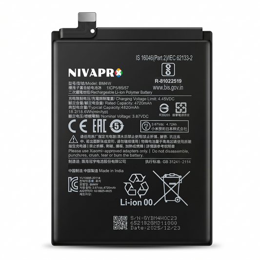BM4W for  Xiaomi Mi 10i / Mi 10T Lite with Warranty by NIVAPRO 4820mAh