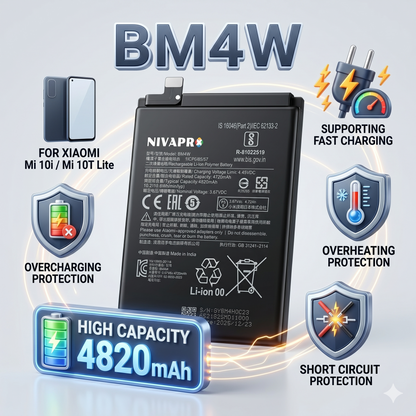 BM4W for  Xiaomi Mi 10i / Mi 10T Lite with Warranty by NIVAPRO 4820mAh