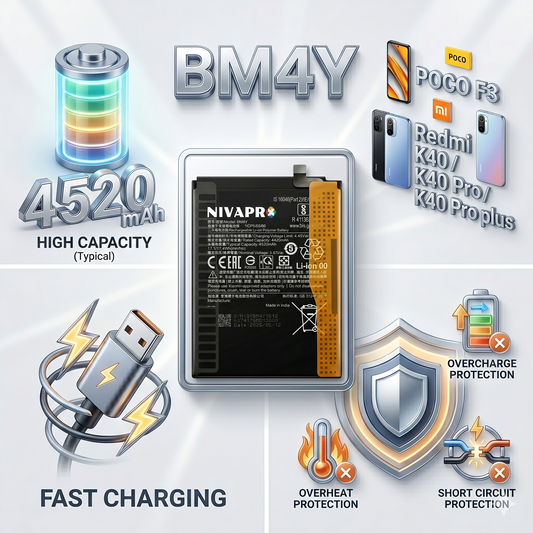 BM4Y for Xiaomi POCO F3 |  Redmi K40 | Redmi K40 pro | Redmi K40 pro plus  with Warranty by NIVAPRO 4520mAh