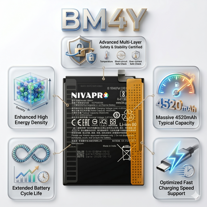 BM4Y for Xiaomi POCO F3 |  Redmi K40 | Redmi K40 pro | Redmi K40 pro plus  with Warranty by NIVAPRO 4520mAh