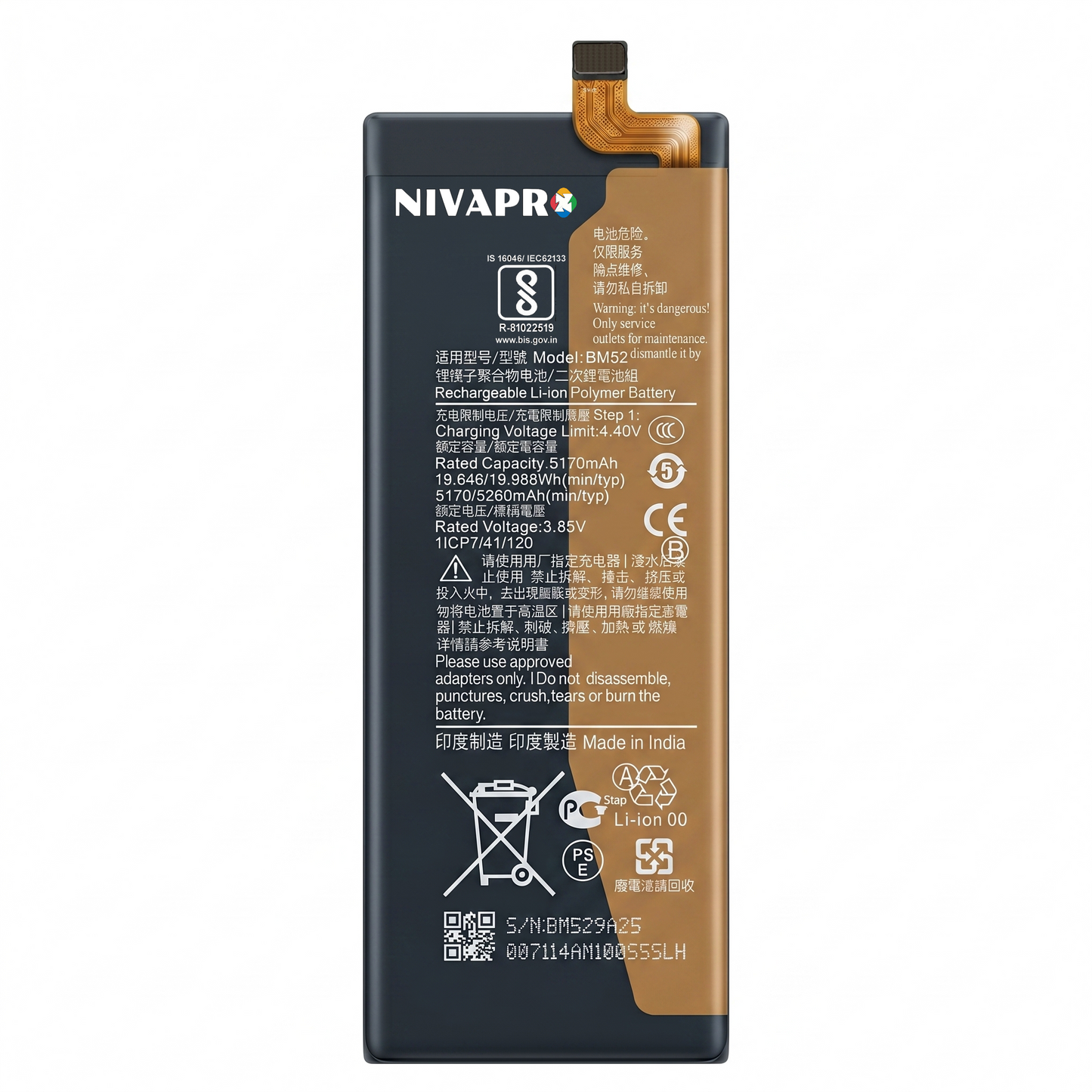BM52 for MI Note 10-10/Note 10 Lite M2002FLC/M1910F4C /Note 10 pro / M19104FS CC9 Pro /M1910F4E with Warranty by NIVAPRO 5260mAh