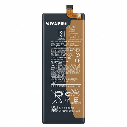 BM52 for MI Note 10-10/Note 10 Lite M2002FLC/M1910F4C /Note 10 pro / M19104FS CC9 Pro /M1910F4E with Warranty by NIVAPRO 5260mAh