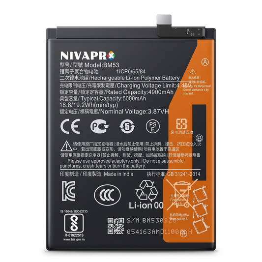 BM53 for Xiaomi Mi 10T, 10T Pro (5G) with Warranty by NIVAPRO 5000mAh