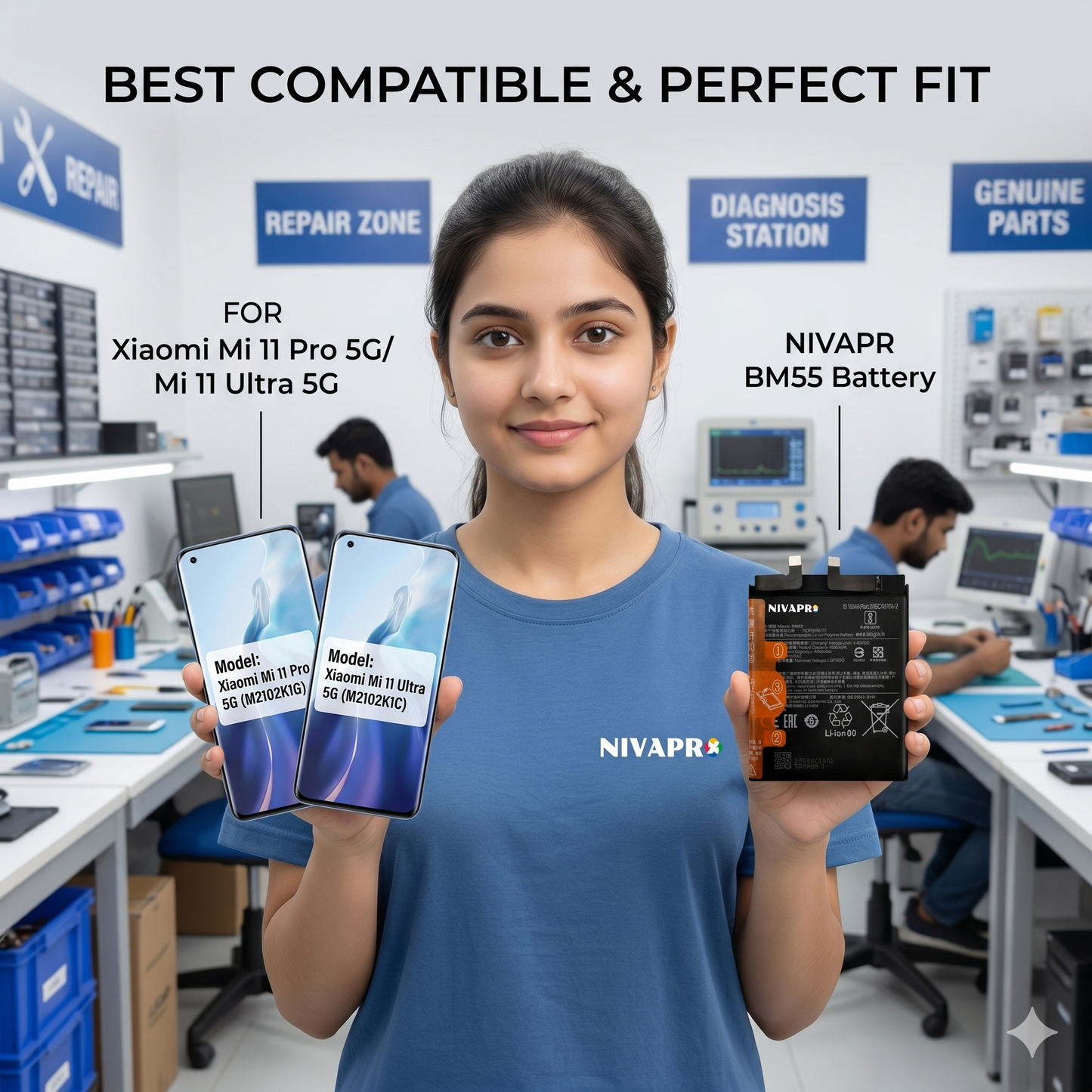 BM55 for Xiaomi Mi 11 Pro 5G and Xiaomi Mi 11 Ultra 5G  with Warranty by NIVAPRO 5000mAh