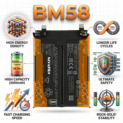 BM58 for Xiaomi 11T Pro 5G with Warranty by NIVAPRO 5000mAh