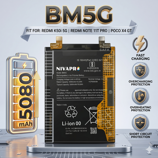 BM5G for Xiaomi Redmi K50i 5G, Redmi Note 11T Pro, and Poco X4 GT with Warranty by NIVAPRO 5080mAh