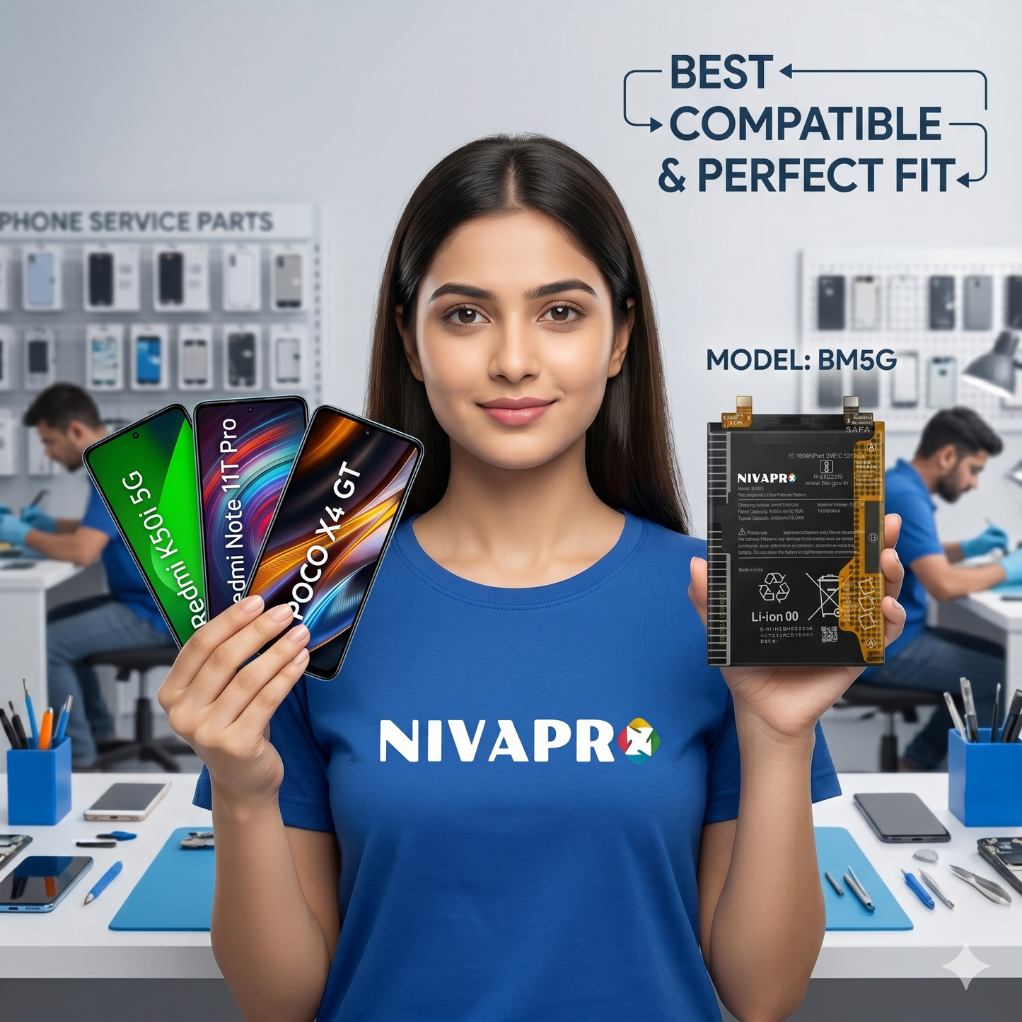 BM5G for Xiaomi Redmi K50i 5G, Redmi Note 11T Pro, and Poco X4 GT with Warranty by NIVAPRO 5080mAh