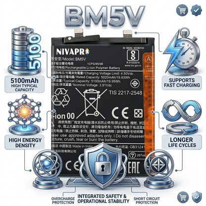 BM5V for  Xiaomi Redmi Note 13 Pro 5G and Poco X6 5G with Warranty by NIVAPRO 5100mAh