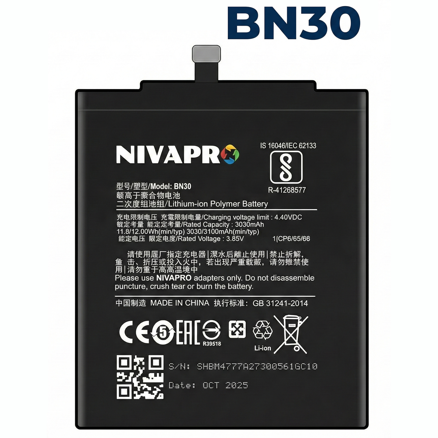 NIVAPRO BN30 Battery for Redmi 4A Compatible 3030mAh