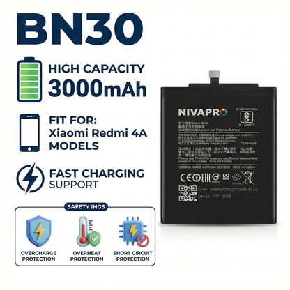NIVAPRO BN30 Battery for Redmi 4A Compatible 3030mAh