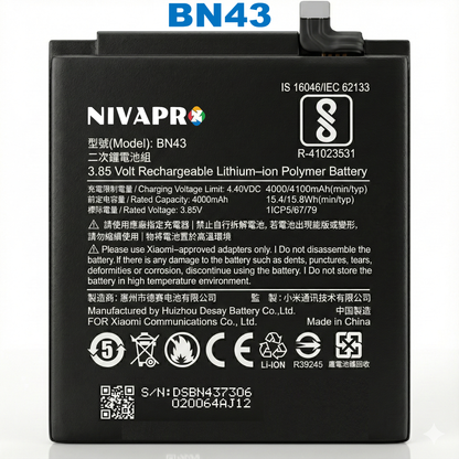 NIVAPRO BN43 Battery for Xiaomi Redmi Note 4 and Redmi Note 4X Compatible  4100mAh