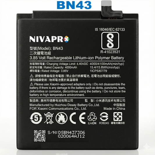 NIVAPRO BN43 Battery for Xiaomi Redmi Note 4 and Redmi Note 4X Compatible  4100mAh