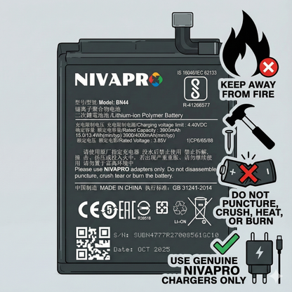 NIVAPRO  Note 5 / Mi Note 5 / BN44 Compatible 4000mAh Battery