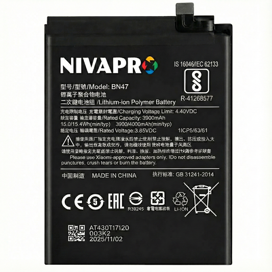 NIVAPRO BN47 Battery for  6 Pro, A2 Lite, A2 Compatible 4000mAh
