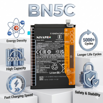 BN5C for Xiaomi Poco M4 Pro 5G and Redmi Note 11T 5G with Warranty by NIVAPRO 5000mAh