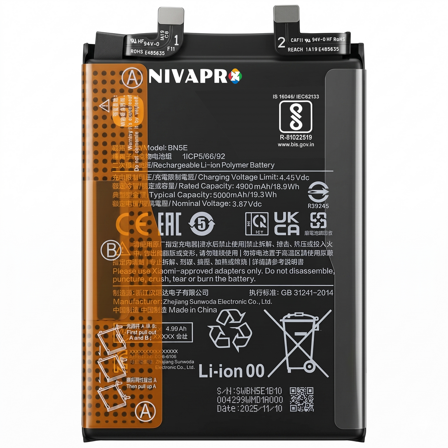 BN5E for  Xiaomi Redmi Note 11 Pro 5G and POCO X4 Pro 5G with Warranty by NIVAPRO 5000mAh
