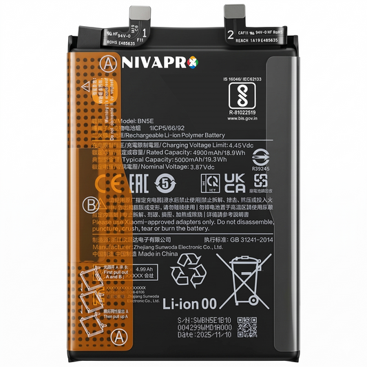 BN5E for  Xiaomi Redmi Note 11 Pro 5G and POCO X4 Pro 5G with Warranty by NIVAPRO 5000mAh
