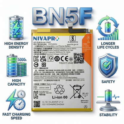 BN5F for Xiaomi Redmi POCO M4 | Redmi A2 | POCO C51 with Warranty by NIVAPRO 5000mAh