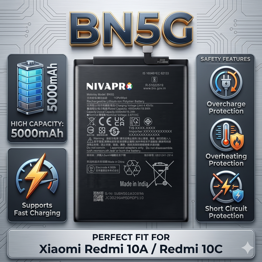 BN5G for Xiaomi Redmi 10A and Redmi 10C with Warranty by NIVAPRO 5000mAh