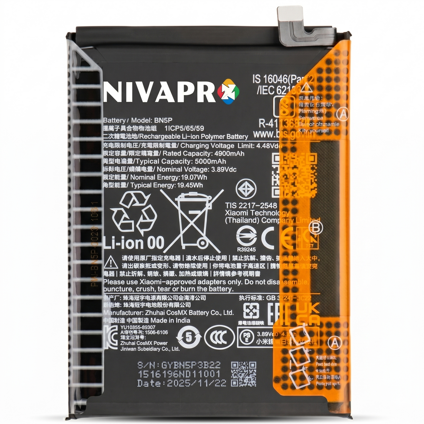 BN5P for Xiaomi Redmi Note 13 5G and Redmi Note 13 4G with Warranty by NIVAPRO 5000mAh