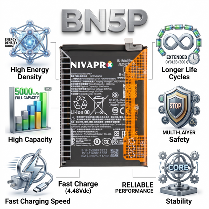 BN5P for Xiaomi Redmi Note 13 5G and Redmi Note 13 4G with Warranty by NIVAPRO 5000mAh